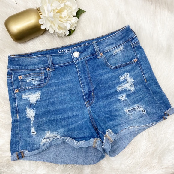 American Eagle Hi-Rise Shortie Distressed Shorts